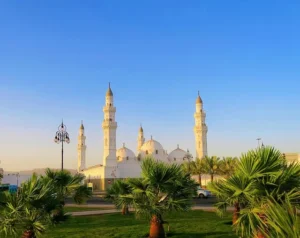 Beautiful view of Masjid Quba in Madinah with clear sky – Ziyarat Places in Madinah